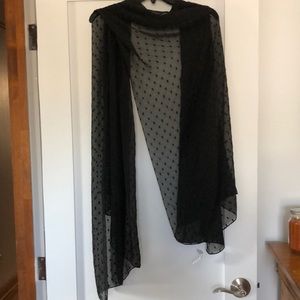Women’s sheer, black, polka dot scarf, polyester